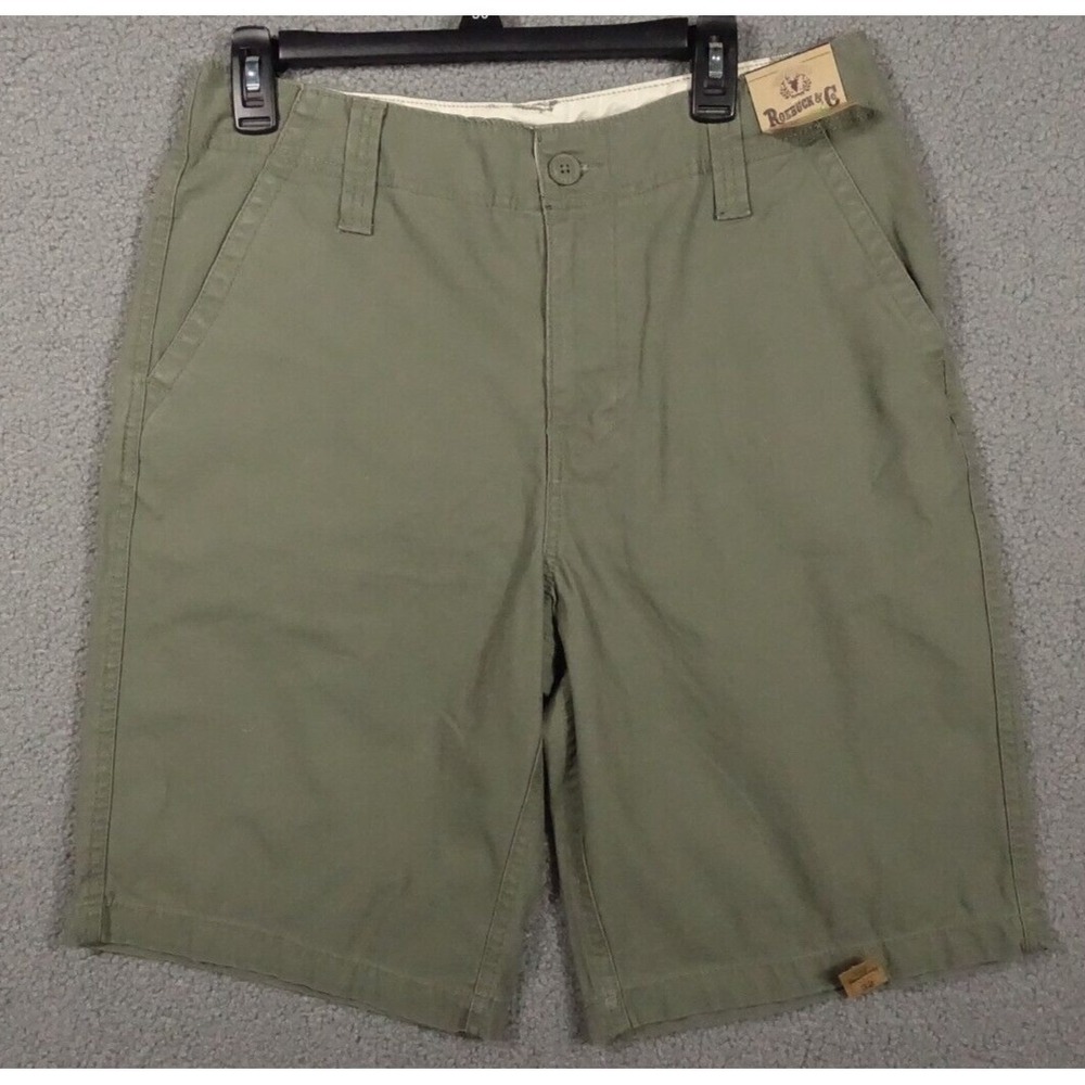 Covington Casual Shorts Men 32 Twill Cotton Slash Pockets Flat Front Green